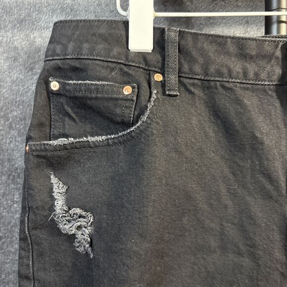 ASOS Black  Distressed High Rise Jean Shorts Size W36 91cm Pre-owned - Picture 3 of 8